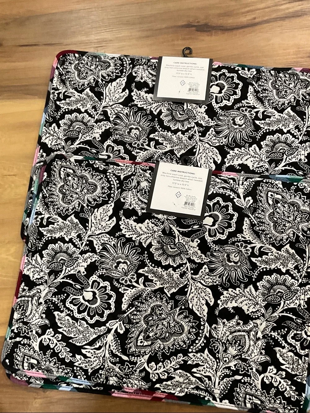 Vera Bradley Plaid Quilted Placemats in Pink, Black & Green